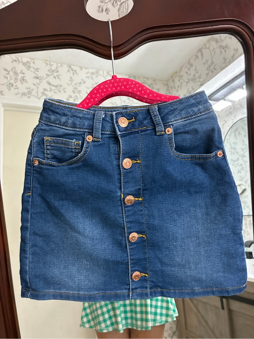 Cat & Jack Girls Blue Denim Button-Front Skirt 6/6X